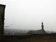 Blick auf die Altstadt im Nebel